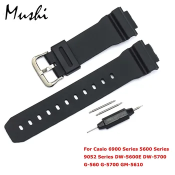 

Watchband for Casio 6900 Series 5600 Series DW-5600E DW-5700 Man Blcak Watchband Pin Buckle Watch band Wrist Bracelet Black+Tool