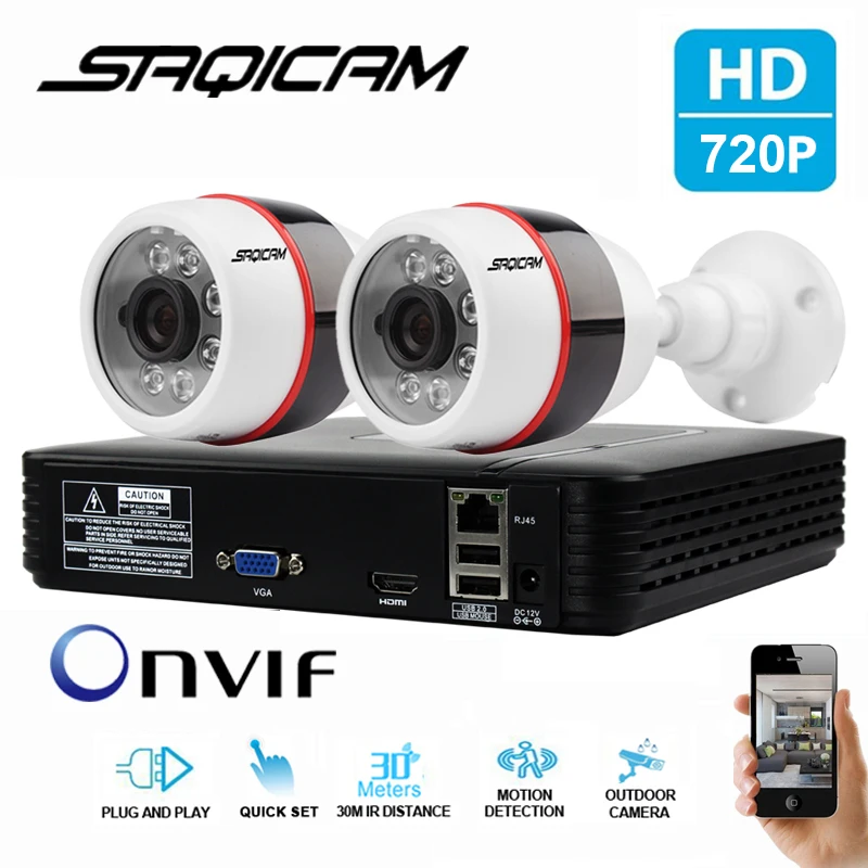 Saqicam 720P HD IP 2 шт. камера система безопасности 4CH 1080P NVR Наружные камеры