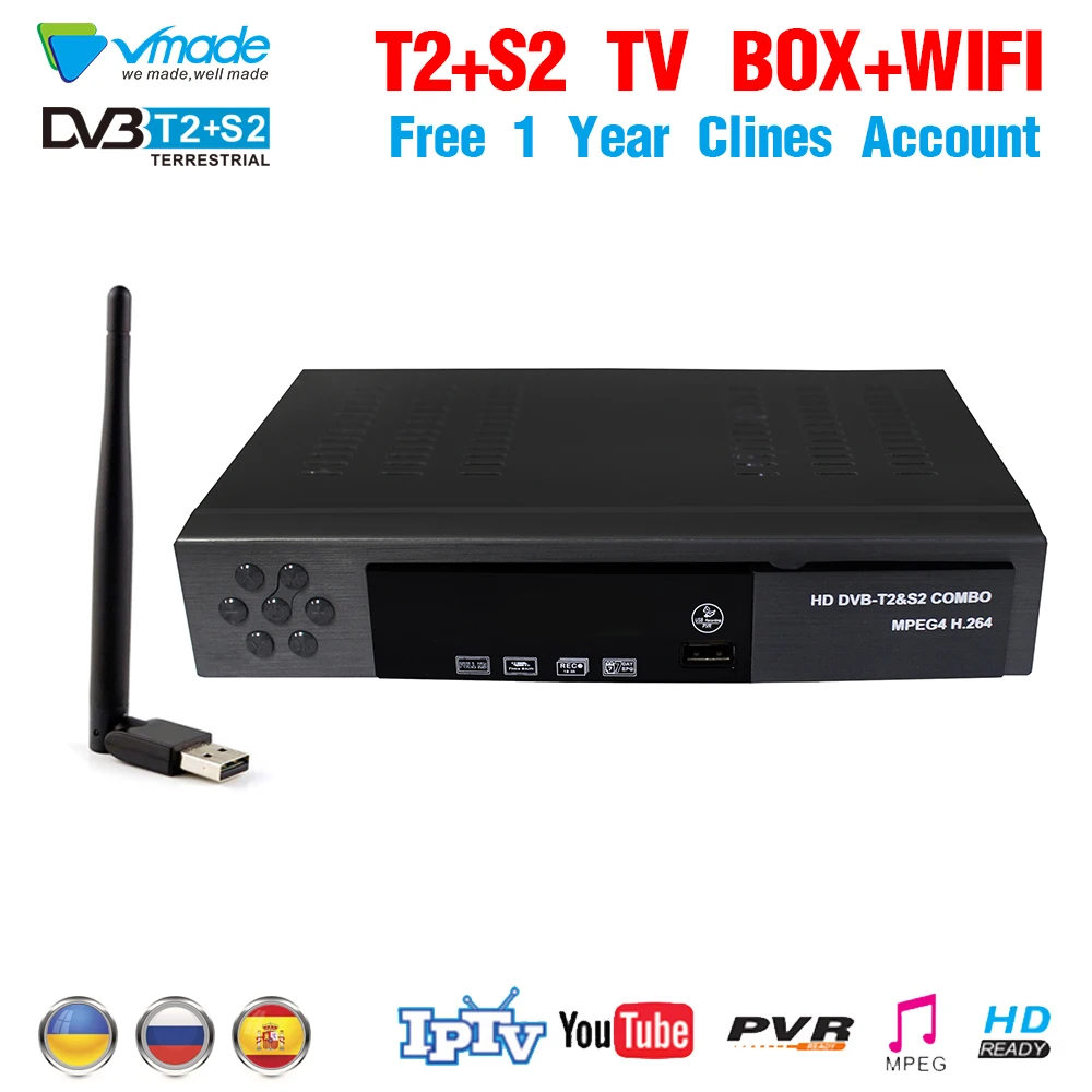 

DVB-T2 DVB-S2 Terrestrial Satellite Receiver Combo MPEG4 1080P DVB-T HD Digital TV Tuner Receptor Supports IPTV Biss Key Youtube