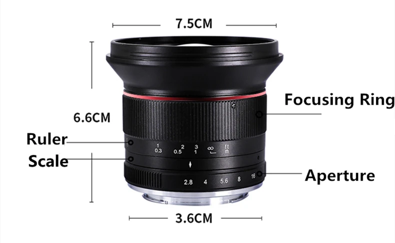 12mm f/2.8 Wide Angle Manual MFT Lens for Panasonic Olympus M43 Micro 4/3 E-P5 E-M5 E-M10 Mark II III GX9 GX85 G90 G9 12 mm F2.8