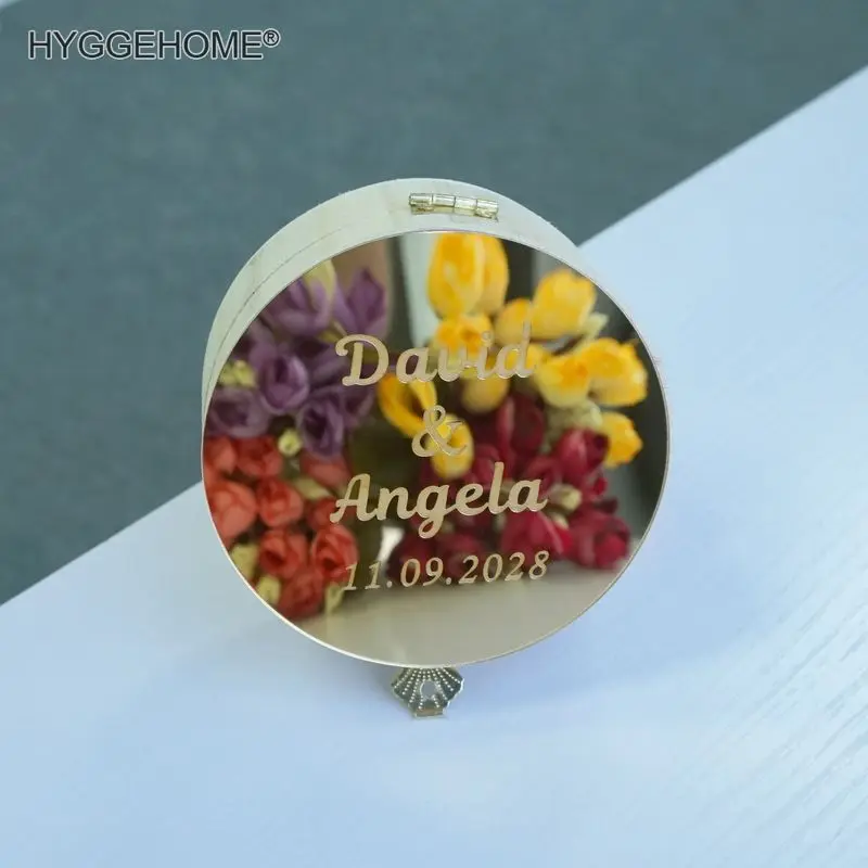 

Customized Mirrored Cover with Text Name Date Personalized Party Gift Wood Box Wedding Candy Holder Chic Display Mirror Decor.