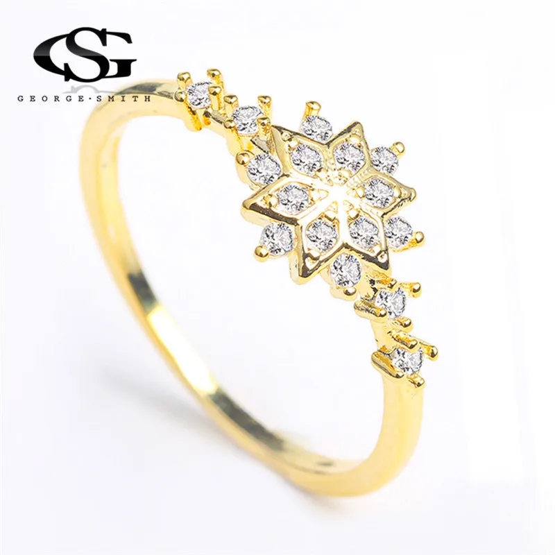 GS Size 6 To 10 Top Stainless Steel Rings For Women Chic Cute Snowflake Girl Ring Delicate Engagement Wedding Flower Jewelry R5