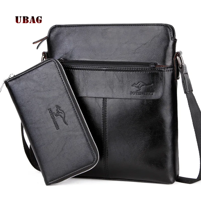 

Ubag 2018 Brand Fashion Man 2 Set Messenger Bag wallet Male Pu Leather Vintage Shoulder Bags Business Crossbody Casual Bag