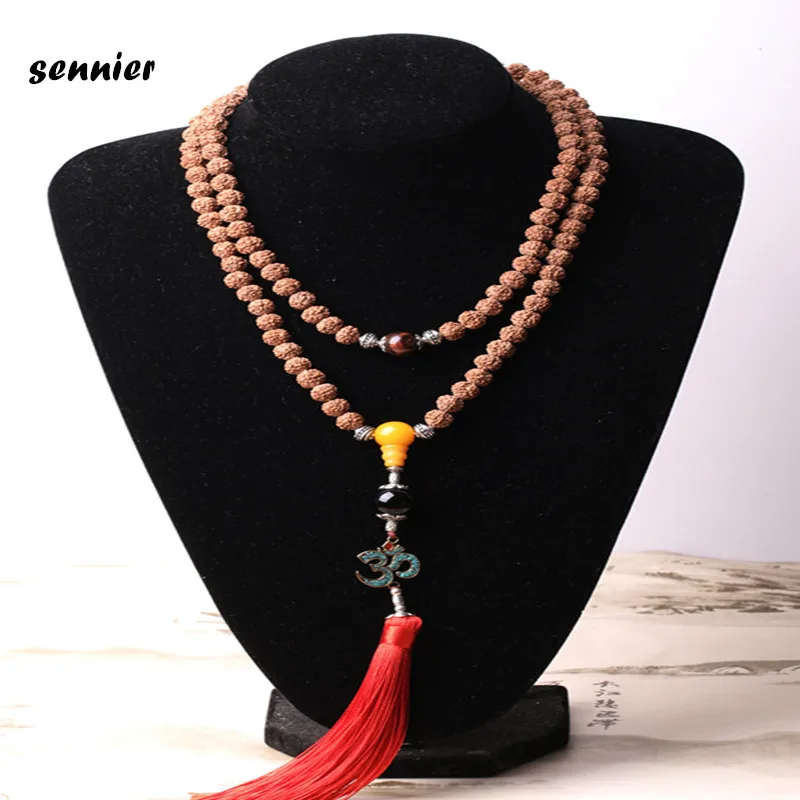 

8mm 108 Natural Nepal Rudraksha beads women necklace Buddhist japa rosary prayer bracelets Yoga meditation Tool