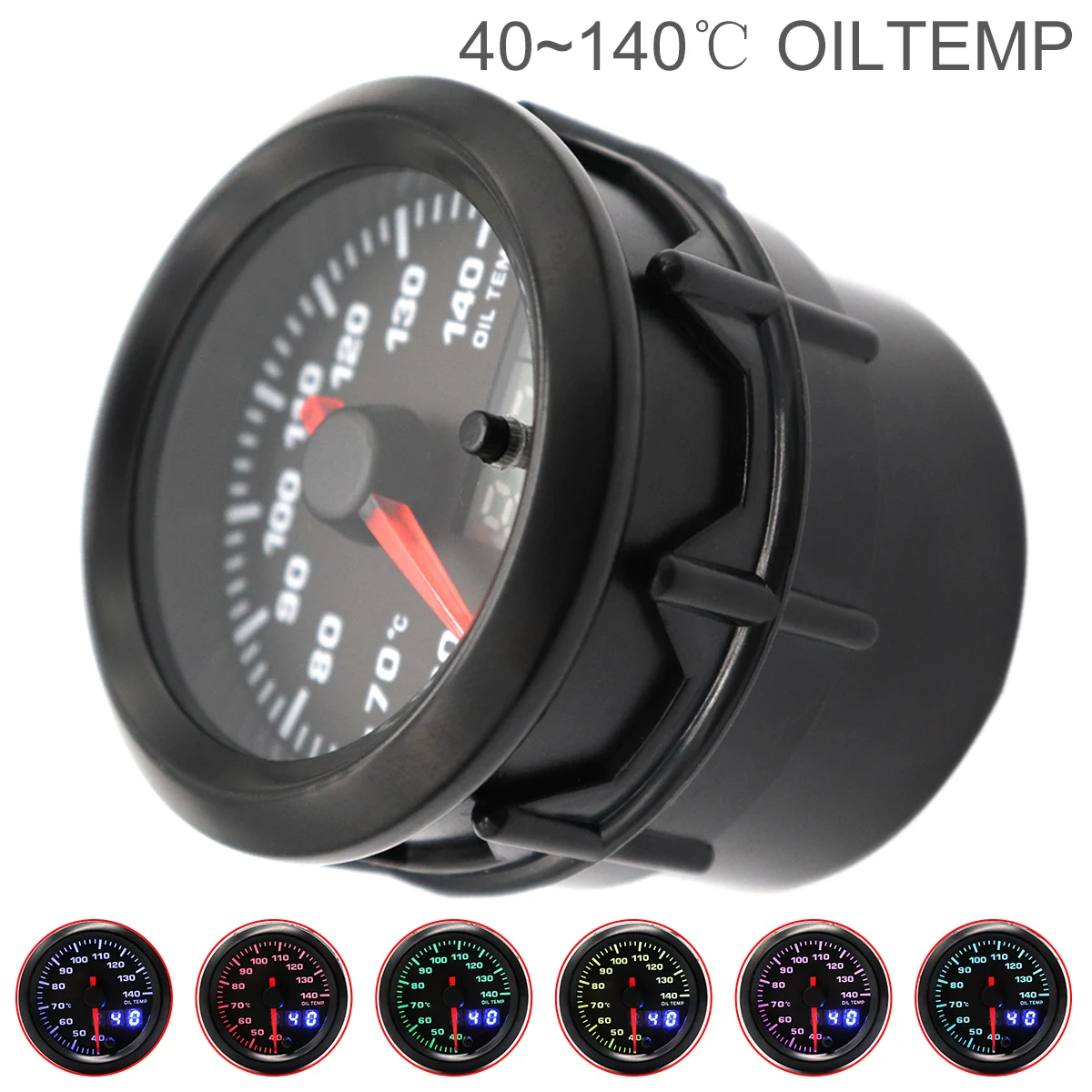 

52MM 2Inch Dual Display 12V 20~120 Degree Celsius Universal Car Motor Gauge Oil Temperature Meter 7 Color Backlight