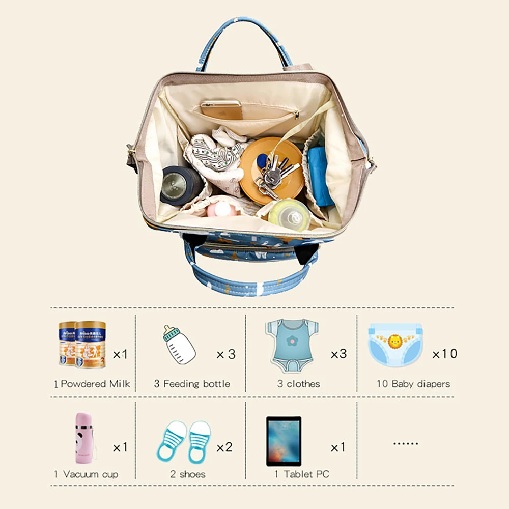 Сумка для подгузников с принтом, модный рюкзак для путешествий с принтом лисы, большой мультяшный рюкзак для мам, сумки для кормления, сумка для ухода за ребенком