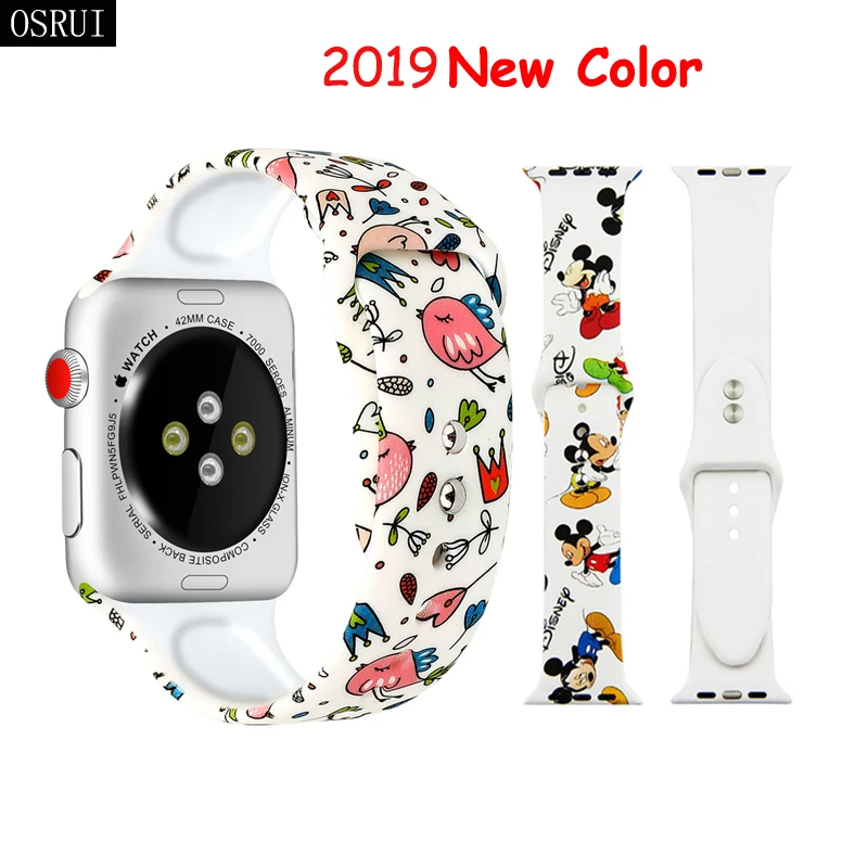 

Strap for Apple watch band 42mm 38mm iwatch correas 44mm 40mm 4 3 2 pattern sport silicone bracelet belt Apple watch accessories