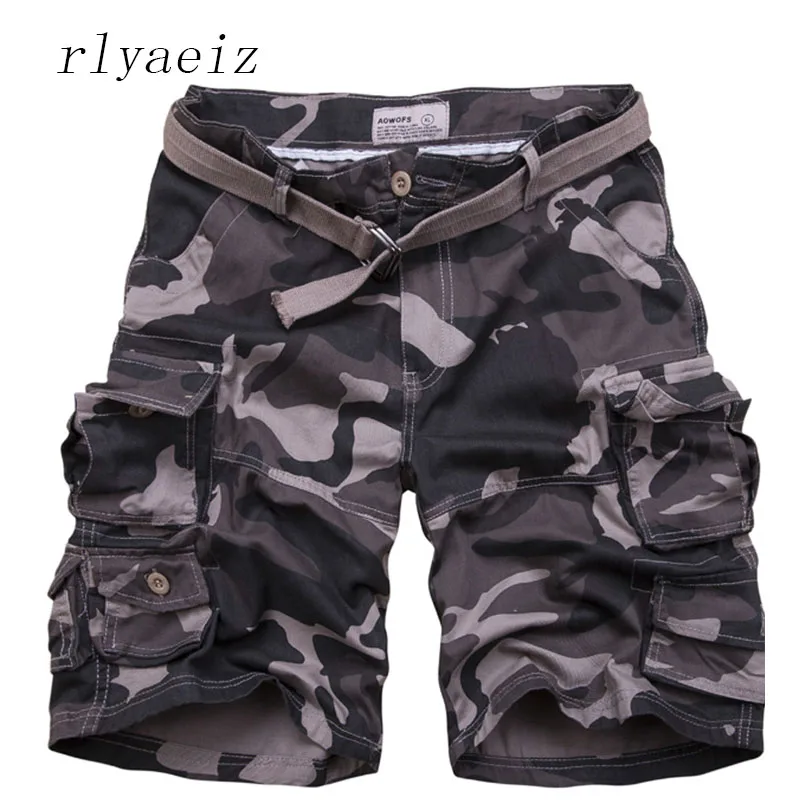 Rlyaeiz 11 цветов шорты мужские Летние Новые камуфляжные военные мужские свободные повседневные шорты мужские шорты с несколькими карманами внутри пояса