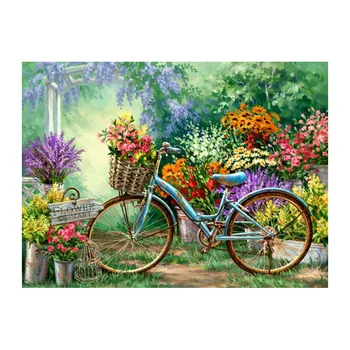 

5d diy full diamond painting Bike and Flowers kit pattern mosaic bead picture of rhinestones diamond embroidery Home Decor