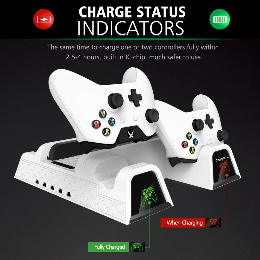 Cargador de controlador Dual OIVO para Xbox ONE soporte Vertical de refrigeración para juegos estación de carga de almacenamiento para consola Xbox ONE/S/X - 3