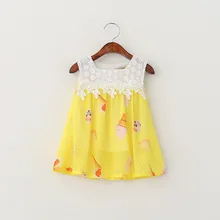 New 2016 Ice Cream Print Baby Girls Dresses Summer Toddler Kids Clothes Sleeveless Girl T-shirt Dress Infant Kids Wear