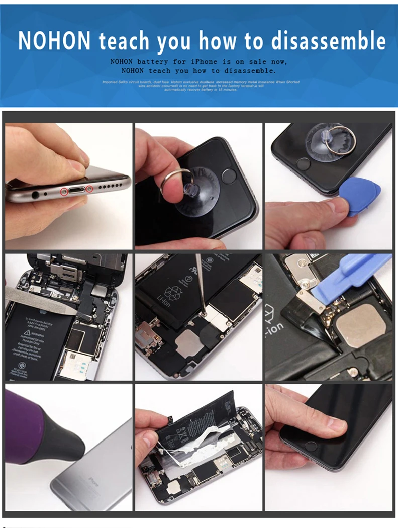 Nohon Battery 2060mAh For iPhone 6s Details (3) NOHON Battery For Apple iPhone 6S 6GS 2060mAh Replacement Lithium Bateria + Package Free Tools for iPhone6S i Phone 6s Batteries