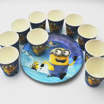 

20pcs/set Minions Plate/Cup Kids Birthday Decoration Festival Party Supplies Favors Boys Or Girls Cartoon Theme Party supplies