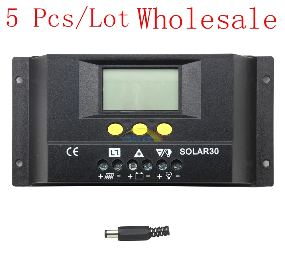 

5PCS/LOT Wholesale 30A Solar Charge Controller LCD Display 12V 360W Solar Panel 24V 720W Solar Panels Light Timer Control