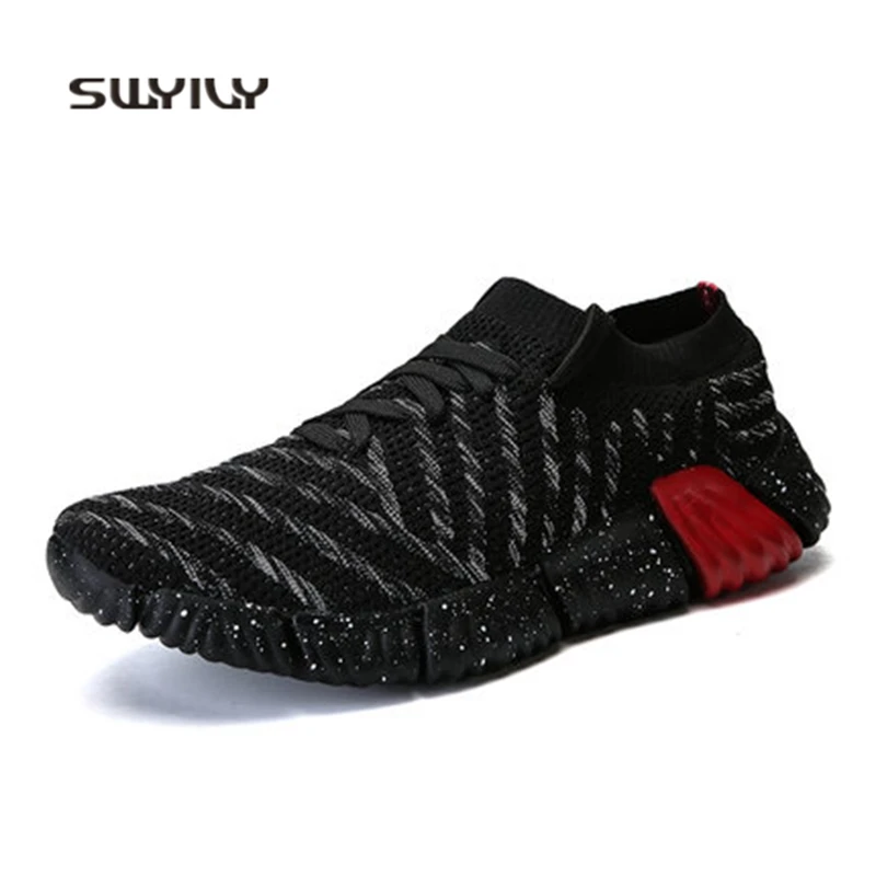 SWYIVY Men Socks Shoes Low-top Slip-on Running Shoes Men 2018 Ultra-light Breathable Homme Sneakers Flat Heel Lazy Sport Shoes