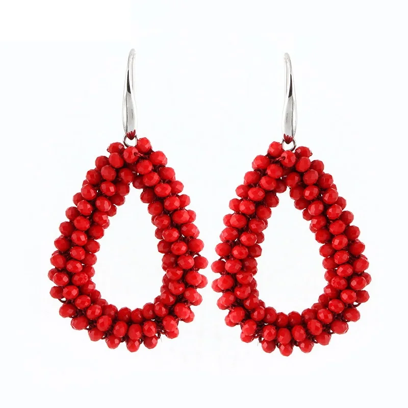 2017 New Color Water Drop Earrings for Women Faceted Beads Handmade Crystal Earring Big Earrings Long Earrings vintage WHOLESALE