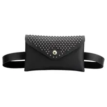 Панковские однотонные сумки на ремне с заклепками, сумки на пояс с клапаном, женские сумки на ремне из искусственной кожи, повседневные сумки-мессенджеры, нагрудные сумки