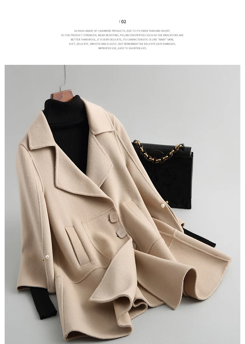 AYUNSUE/однобортное тонкое шерстяное пальто с отложным воротником для женщин, Осеннее длинное пальто для женщин с асимметричным подолом, лидер продаж LX2110