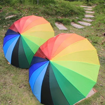 

10PCS Fedex Free Wholesale Rainbow Umbrella Water Proof Sun Rain 16K Golf Umbrella Golf Automatic Long-handle
