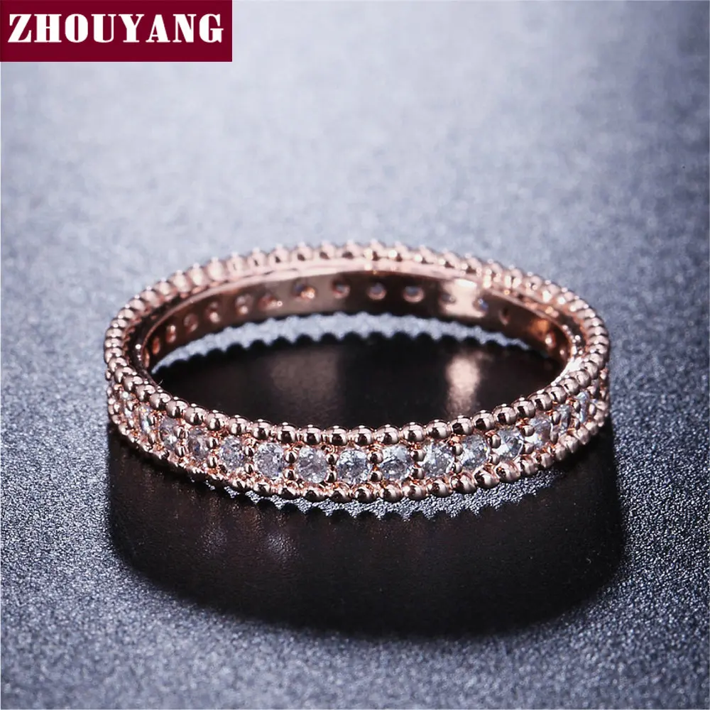 ZHOUYANG Wedding Ring For Women Simple Classic Cubic Zirconia Rose Gold Color Wedding & Engagement Ring Fashion Jewelry ZYR490