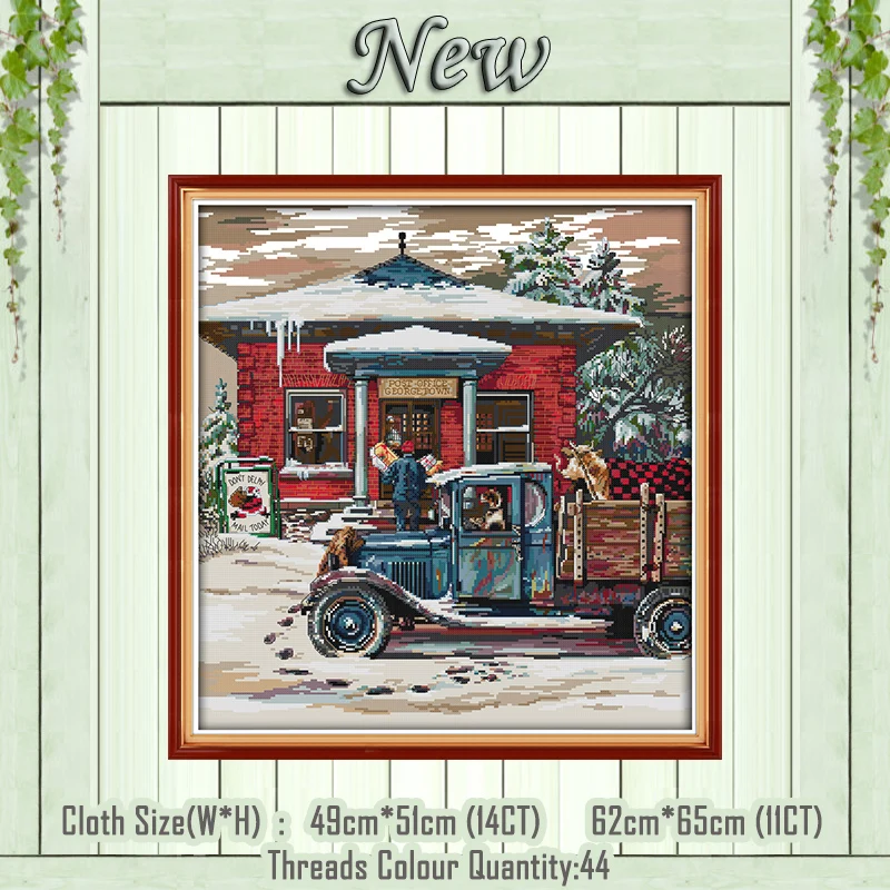 

Christmas Post Office paintings counted printed on the canvas DMC 11CT 14CT kits chinese Cross Stitch embroidery needlework Sets