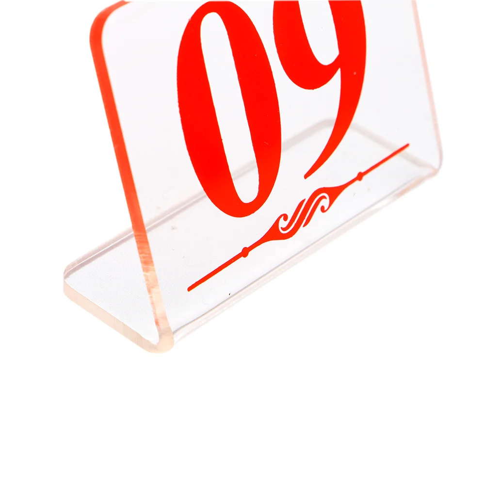 10 шт. ресторанный Настольный номер акриловая подставка цифровое сиденье вывеска стойка гостиничный стол знак дисплей акриловый знак Красный номер L стенд