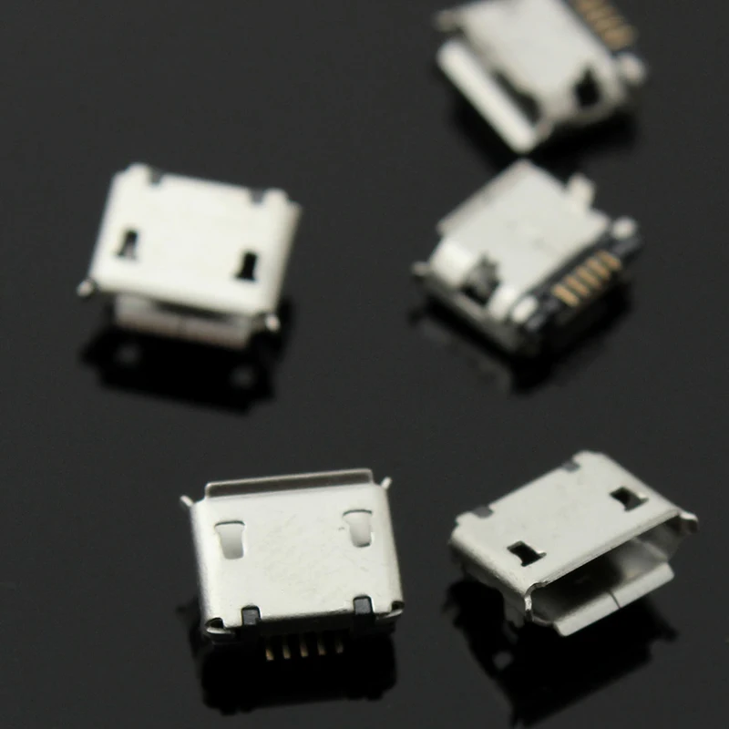 100pcs Mayitr Micro USB 5 Pin Socket Connector Female Type B SMT Placement SMD DIP Connectors