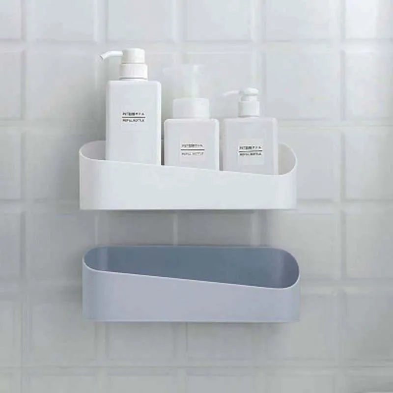 

4 Colors Geometric Shower Shelf Bathroom Fixture Rack Shampoo Shower Shelf Holder No Perforation Kitchen Storage Rack Organizer