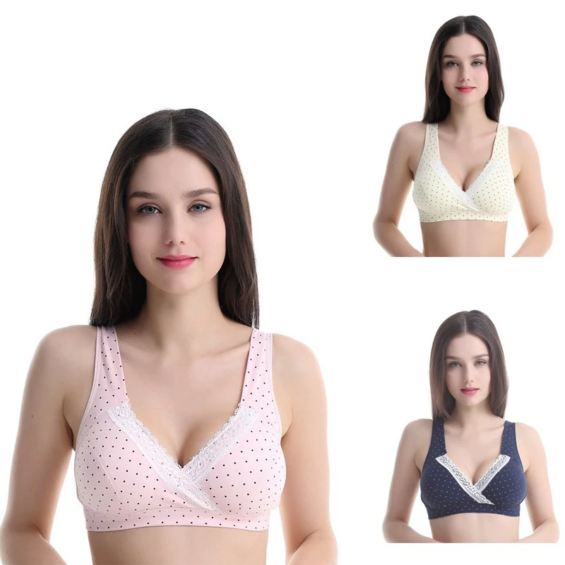 1 Ready Stock Cross Type Cotton Nursing Bra Maternity Bras Breast Feeding Bras Clothes for Pregnant Women Underwear Wave Point
