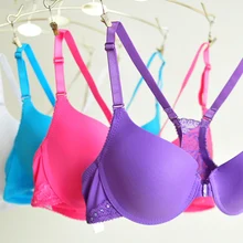 Мода Передняя Кнопка размера плюс сексуальный удобный бюстгальтер тонкий b глянцевый сплошной цвет нижнее белье