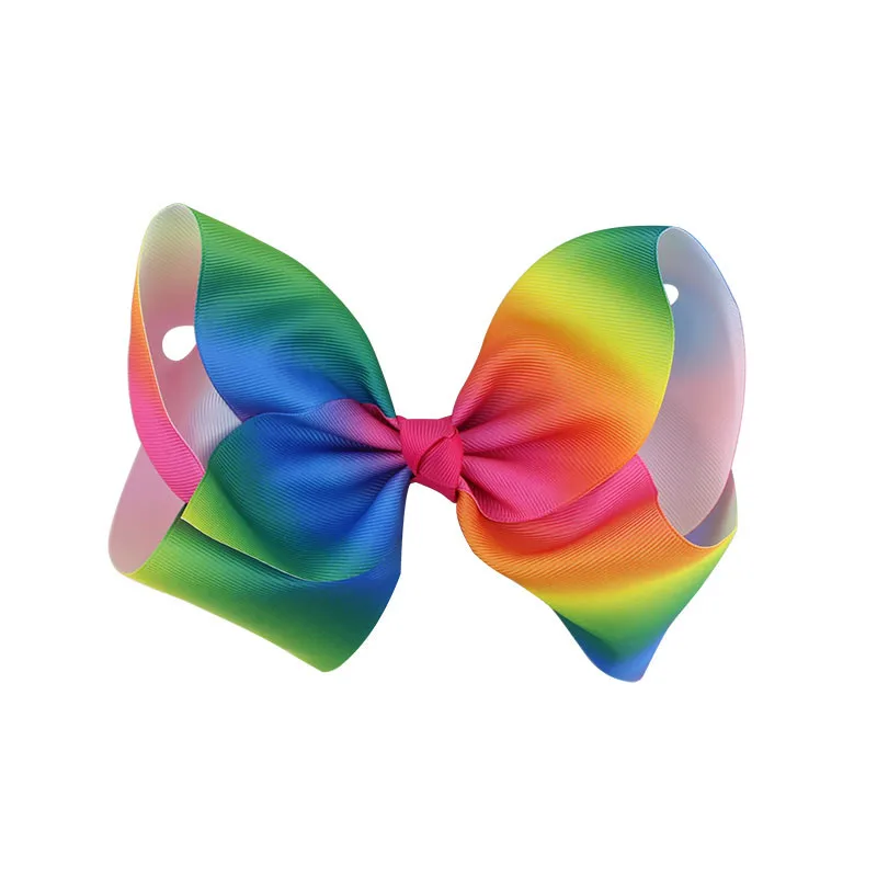 Kids Baby Girl Grosgrain Ribbon hair Bow Clips Rainbow New Design hairpin Infant Headband Children Hair Accessories (1)