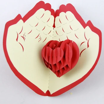 

Valentine day /christmas card red heart pop up card/3D card/ handmade greeting cards Free shipping