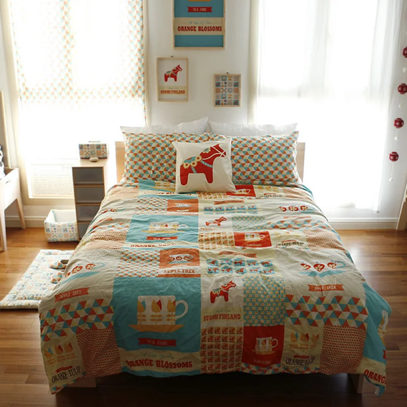 Fluid cotton curtain fabric bed sheets table cloth big rocking horse