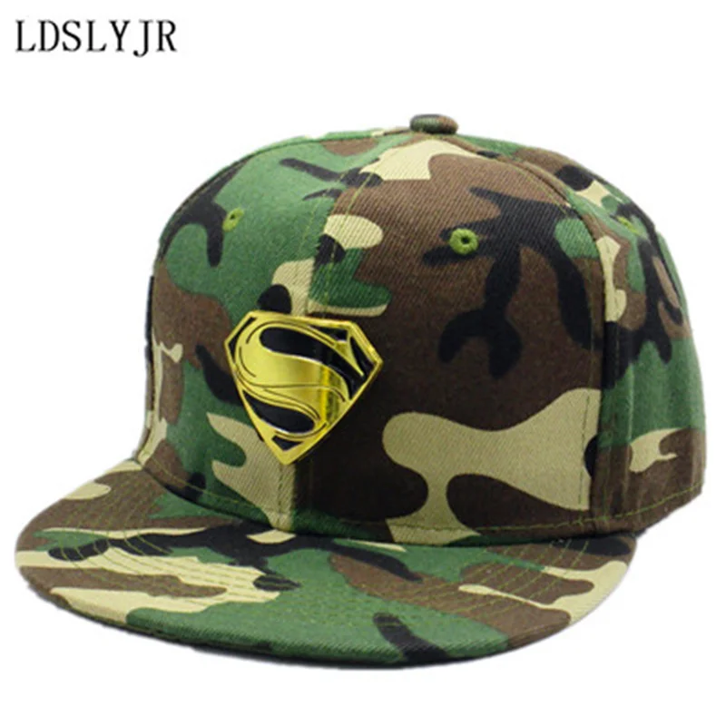 

LDSLYJR 2018 Cotton metal Superman Baseball Cap hip-hop cap Adjustable Snapback Cap Hats for men and women