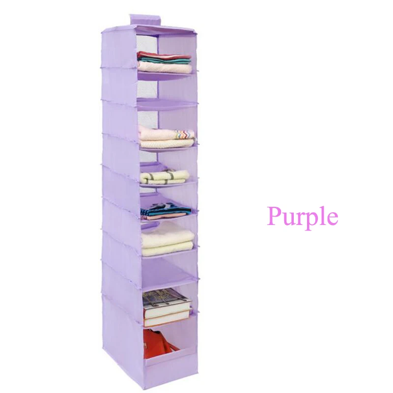 Оксфорд моющийся 210D Органайзер коробка для одежды волшебные наклейки висячий шкаф для хранения вакуумные пакеты для одежды носки шляпы Органайзеры - Цвет: Фиолетовый