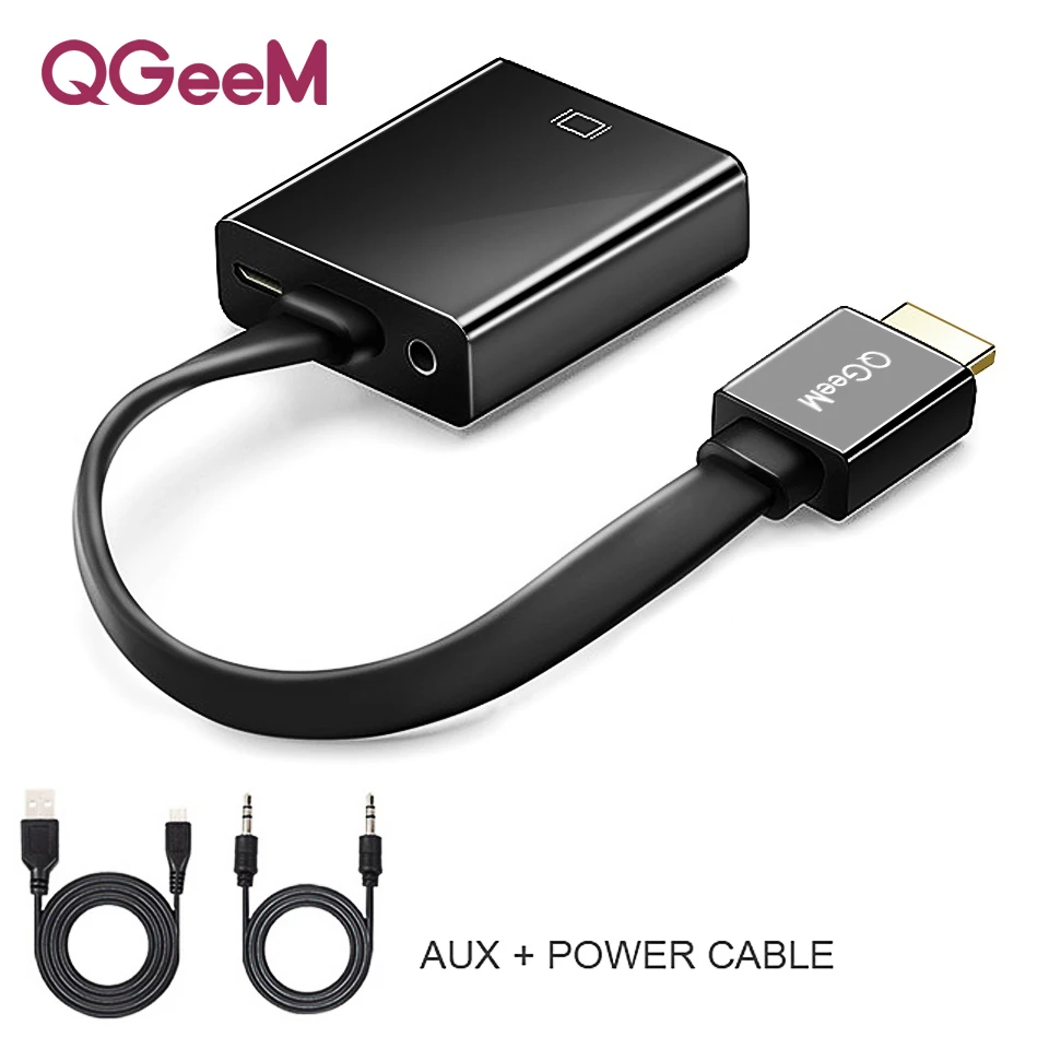 QGeeM HDMI لمحول VGA الرقمية إلى التناظرية الفيديو محول صوت كابل 1080 p ل Xbox 360 PS3 PS4 PC TV Box محمول العارض