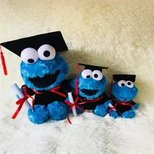 1pieces/lot 12-30cm plush elmo cookie doll toy doctoral cap Children's toy graduation Christmas gift Graduated from the doll