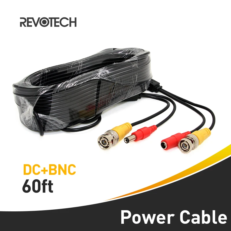 

DC BNC 2in1 60ft Video Power Adapter CCTV Camera Cable for Analog AHD CVI CCTV Surveillance Camera DVR Kit