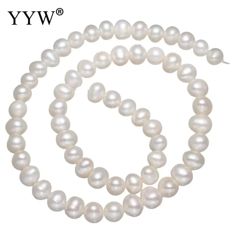 

High Quality 7-8mm Natural Freshwater Pearl Beads white Pearl Round Loose Beads For DIY Necklace Bracelat Jewelry Making