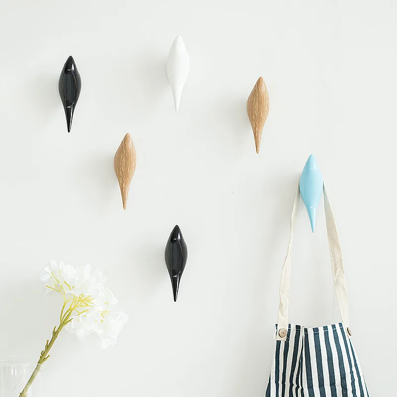 Creative-wall-hooks-bird-decoration-Resin-wood-grain-hooks-bedroom-door-after-animals-Hooks-3D-coat