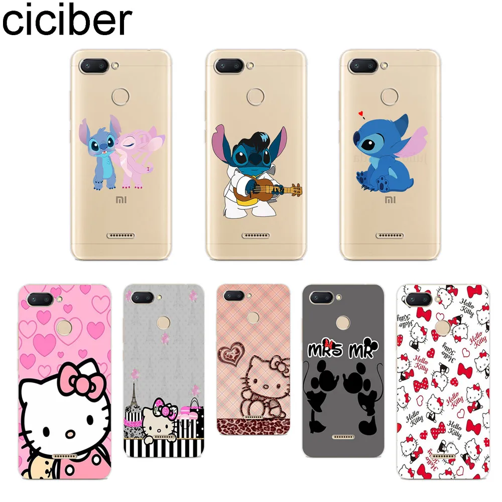 

ciciber Hello Kitty Stitch for Xiaomi Redmi 6 5 4 3 A X S Pro Plus S2 Soft TPU Phone Case for Redmi Note 7 6 5 4 3 X A Pro Cover