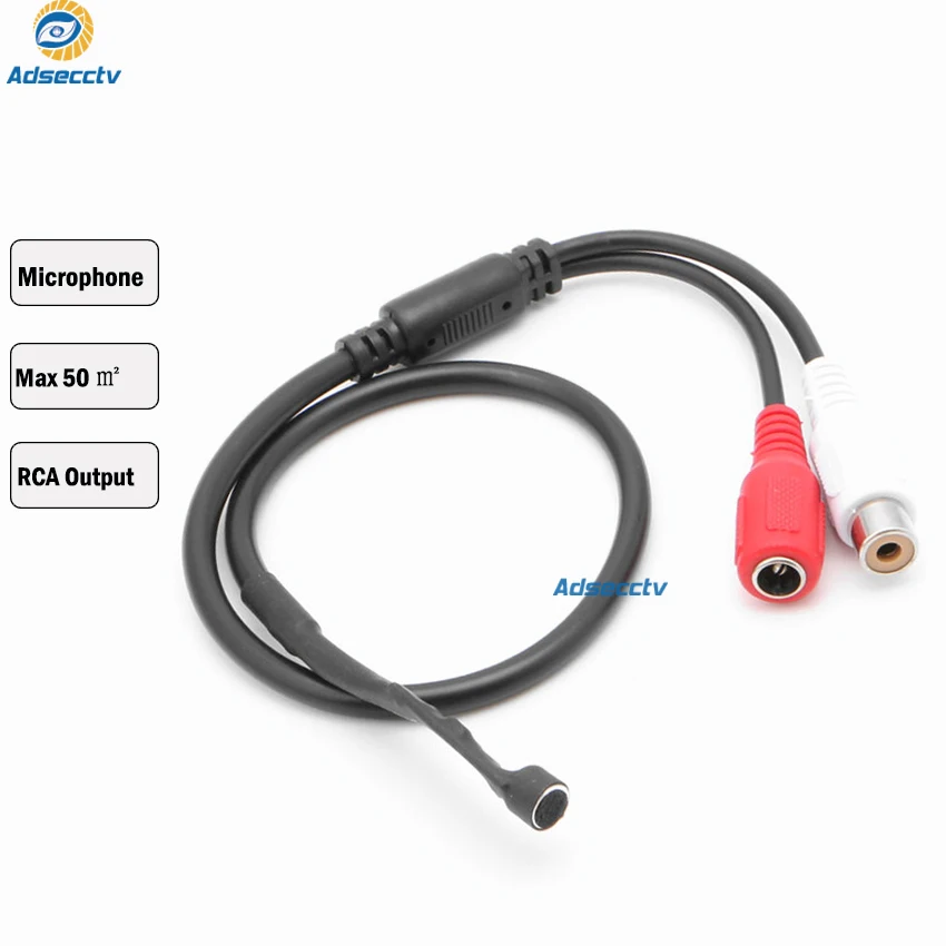 

Adsecctv CCTV Microphone Surveillance Wide Range Sound Pickup Mini Audio Monitor for Security Camera AR-AM01P