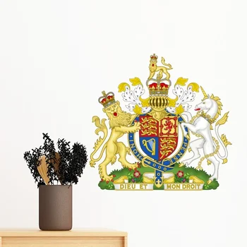 

Lion Unicorn Crown Britain National Emblem UK ENGLAND Removable Wall Sticker Art Decals Mural DIY Wallpaper for Room Decal