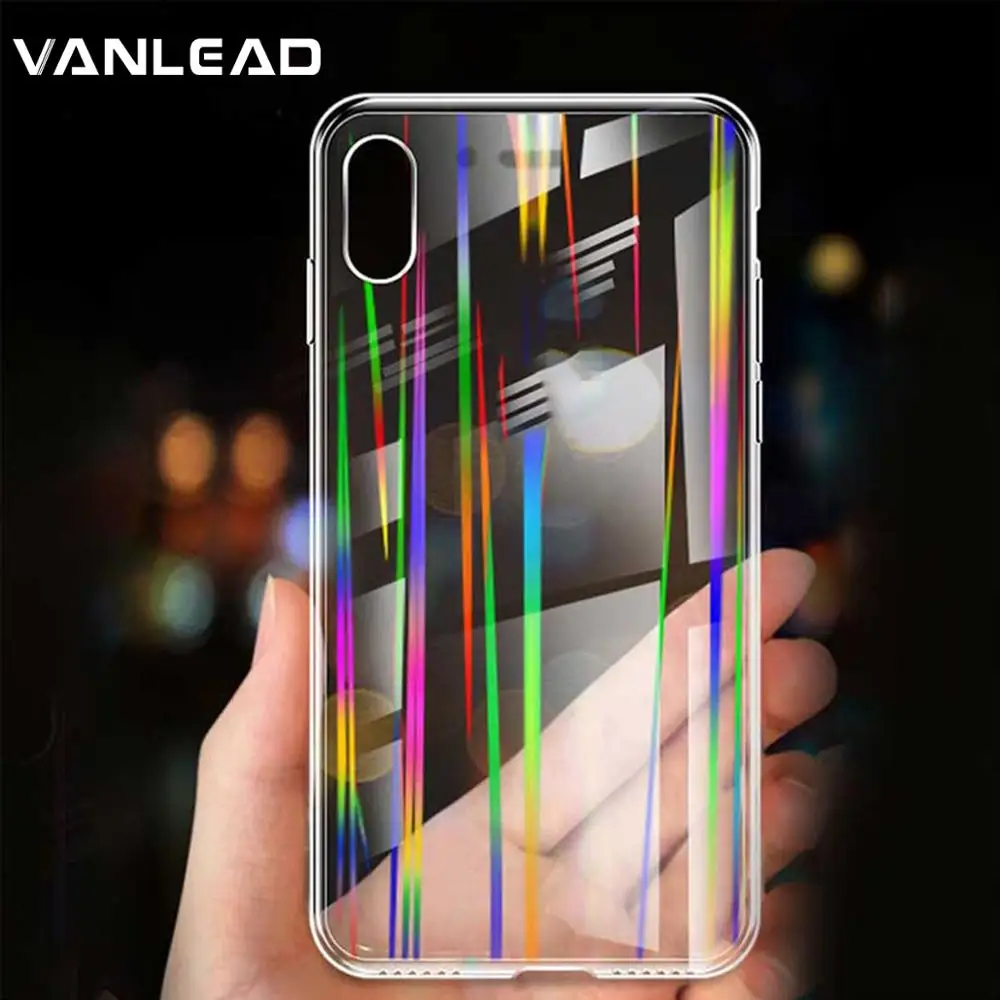 

Mobile Phone Case Transparent Clear Aurora Gradient Shell Rainbow Laser Fashion Acrylic Shell For Iphone XR XSmax 6 7 8 Plus