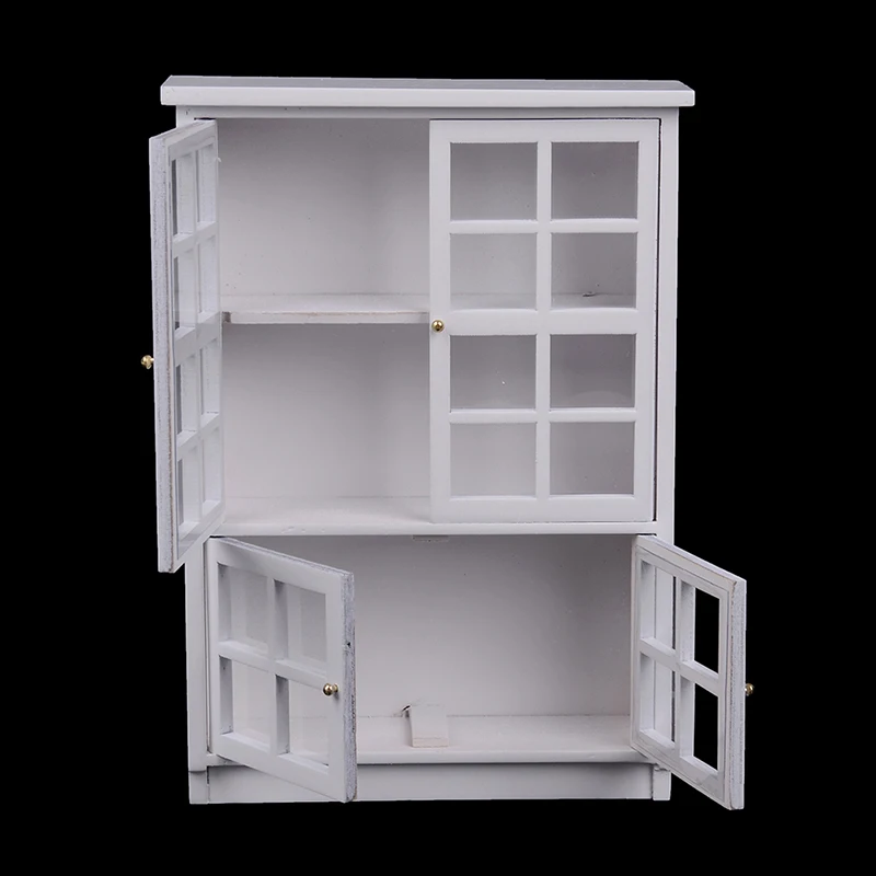 

2019 Dollhouse Miniatures DIY Cabin Room 1:12 Accessories Furniture Kit Model White Gate Door Cabinet Doll House Kitchen