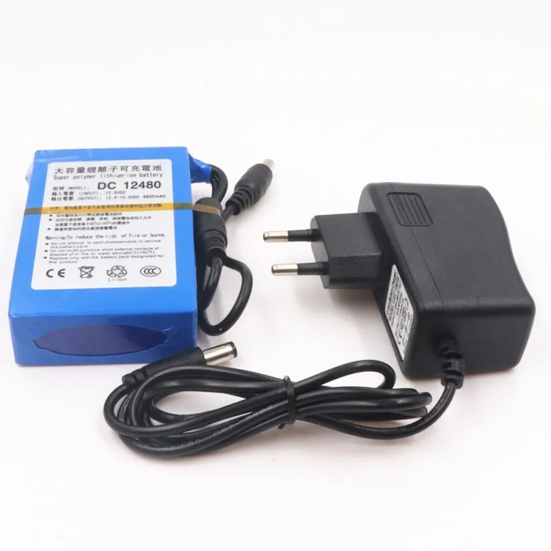 DC12480 литий-ионная батарея DC 12 V 4800 mAh Супер аккумуляторная упаковка ЕС/США штекер Адаптер для камеры видеонаблюдения Видео Запись цена