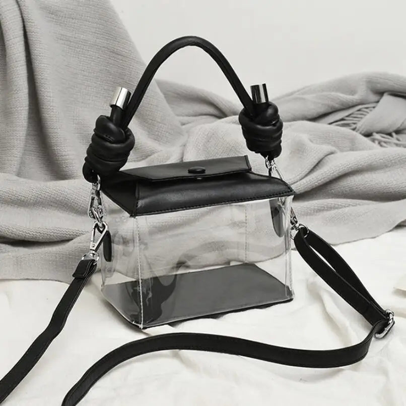 

Casual Handbag For Women2019 New Korean Ocean Transparent Small Square Bag Casual Transparent Plastic Shoulder Messenger Bag