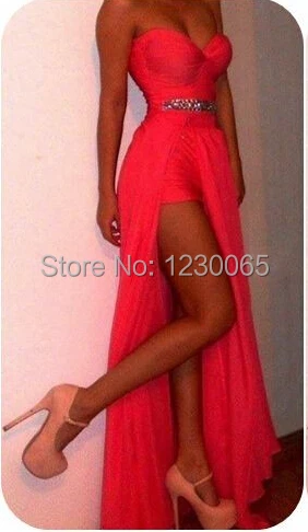 Новые пикантные 2 шт. Выпускные платья Кристалл vestido de festa Милая красное вечернее элегантное платье летнее платье