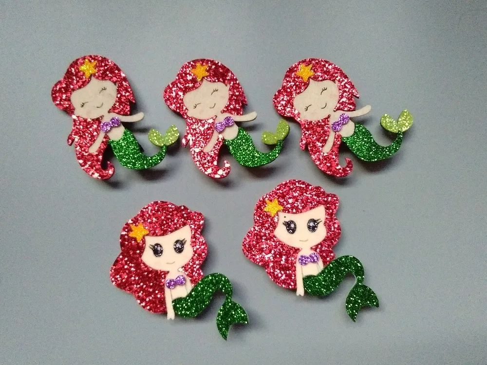 

Boutique 10pcs Fashion Royal Glitter Princess Mermaid Hairpins Solid Cute Felt Sea-Maid Hair Clips Princess Hair Accessories