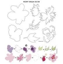 2018 3D DIY Nieuwe Gelaagde Metalen Stansmessen en Scrapbooking Voor Papier Maken Pioen Bloem Embossing Postzegels Frame Card Craft set(China)